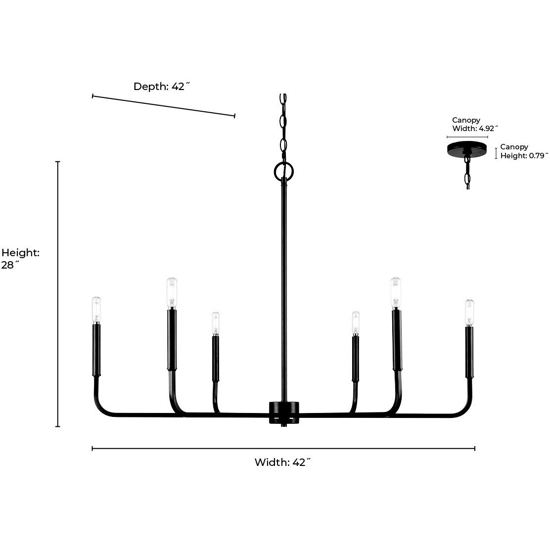 Herring 6 Light 42 inch Matte Black Chandelier Ceiling Light
